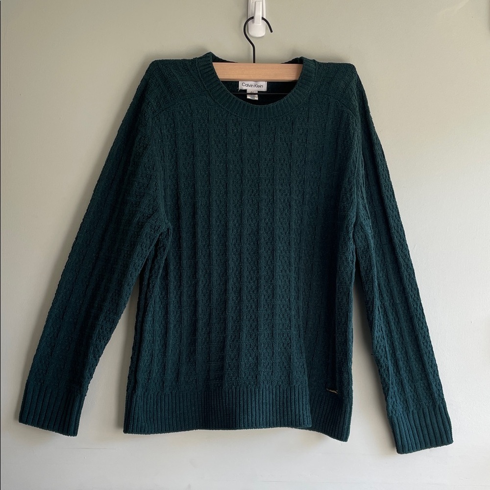 Calvin Klein Women's Deep Green Cable Knit Sweater